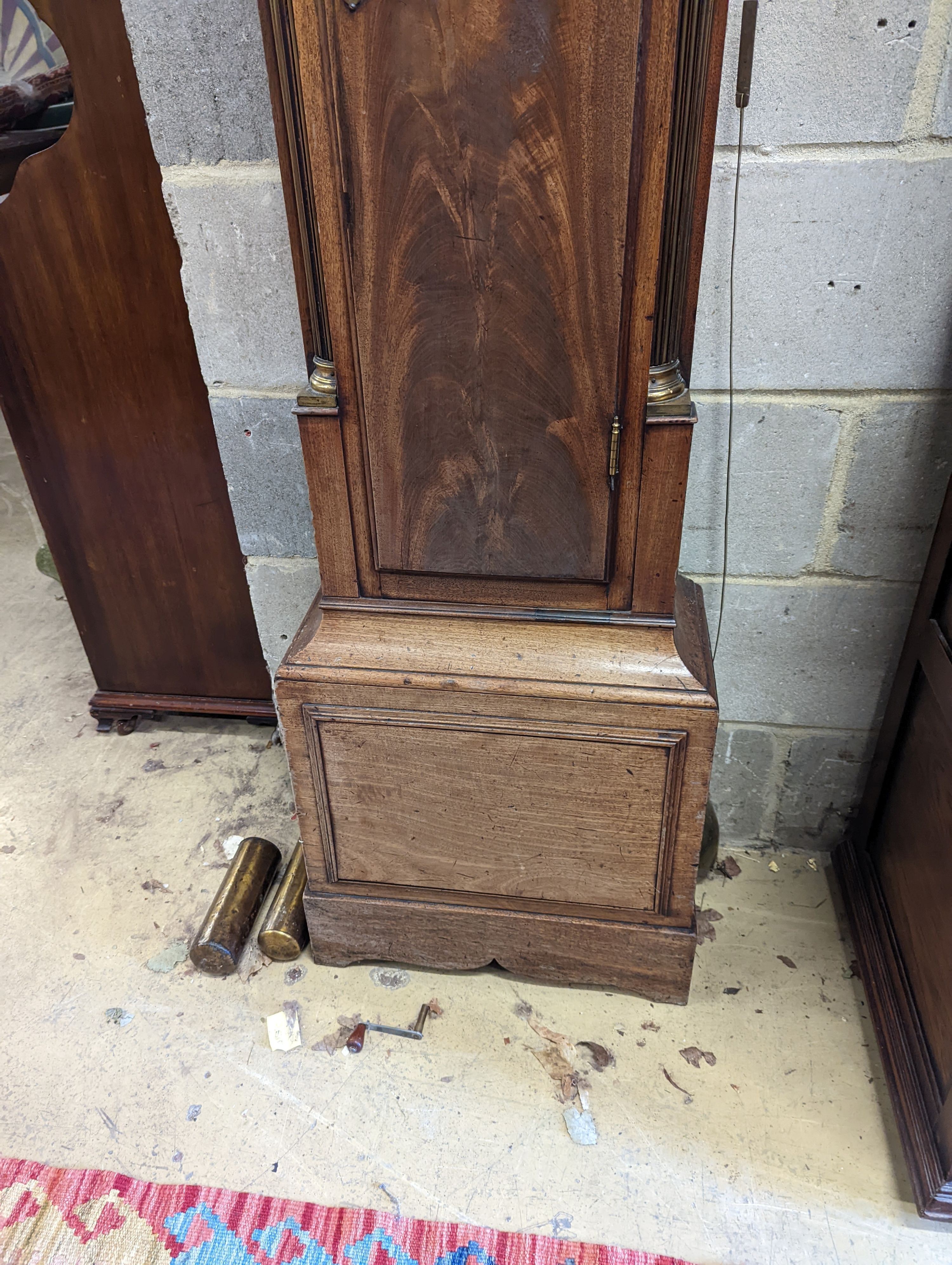 Fazakerley of London. A George III mahogany eight day longcase clock, with strike / silent, subsidiary seconds and date aperture, height 264cm